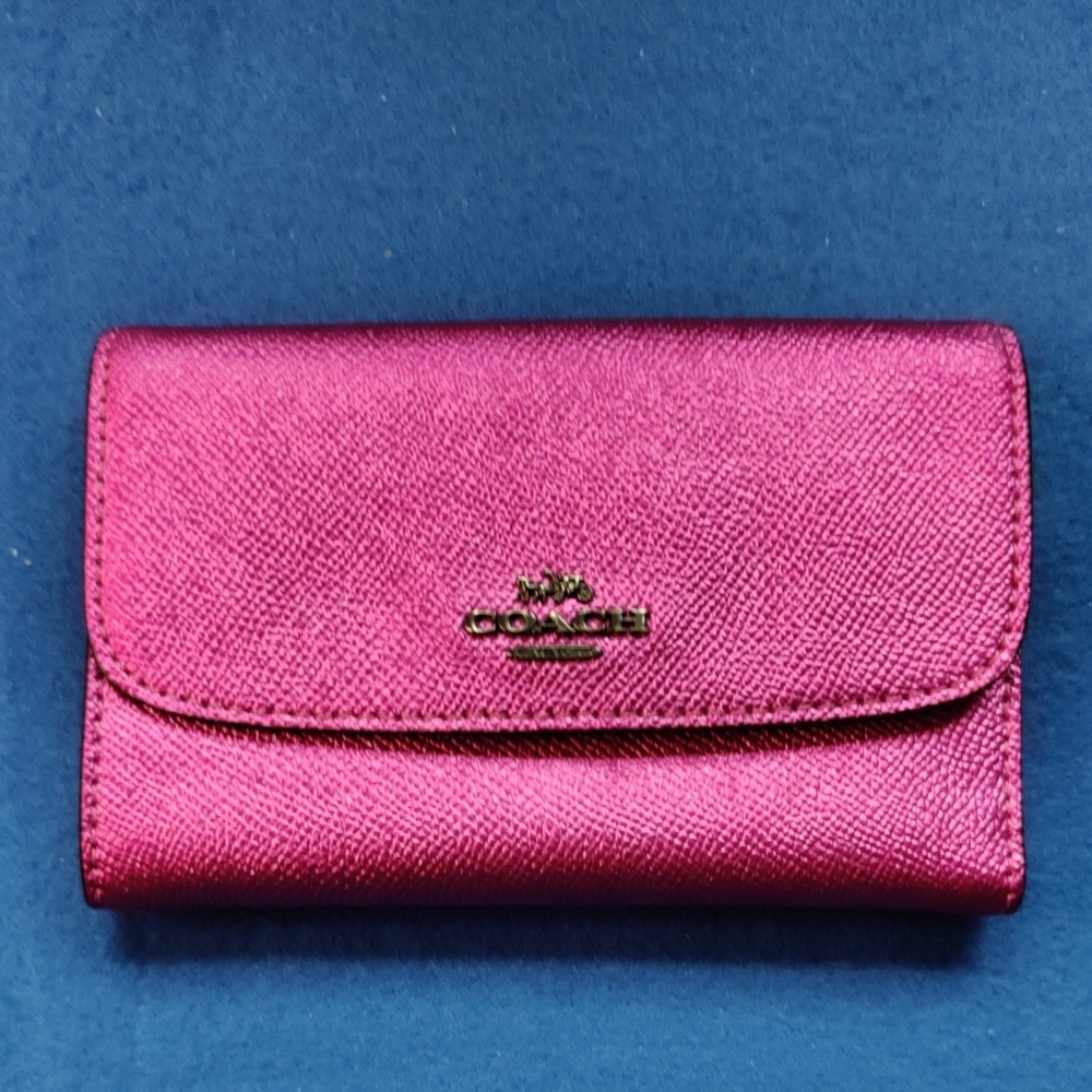 Coach Pink Leather Wallets with Gold Hardware